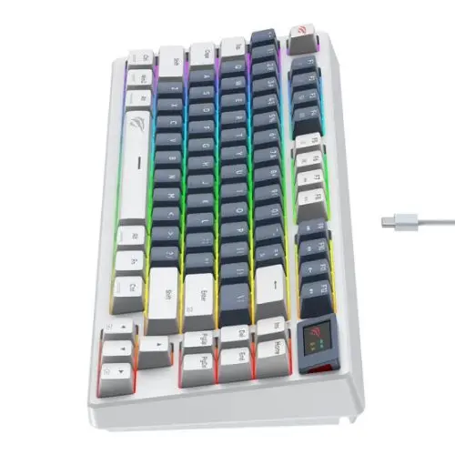 CLAVIER MECANIQUE GAMING HAVIT KB884L 83 KEY RED-SWITCH RGB BLUE-WHITE LCD